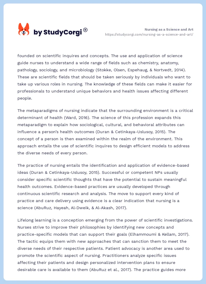 Nursing as a Science and Art. Page 2