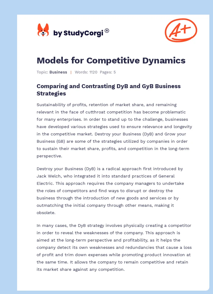 Models for Competitive Dynamics. Page 1