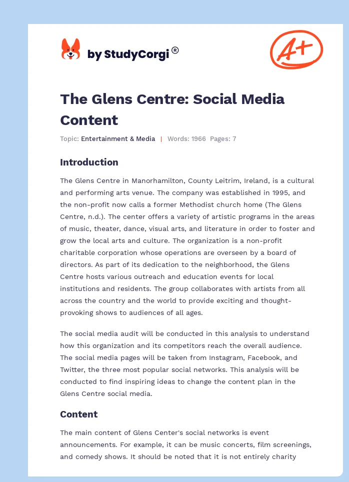 The Glens Centre: Social Media Content. Page 1