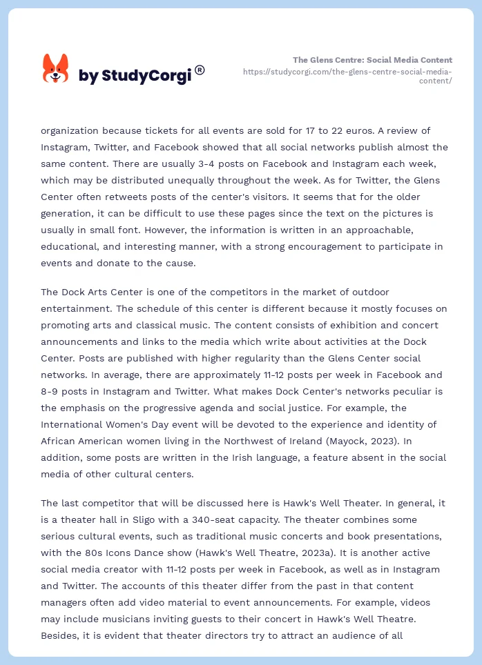 The Glens Centre: Social Media Content. Page 2