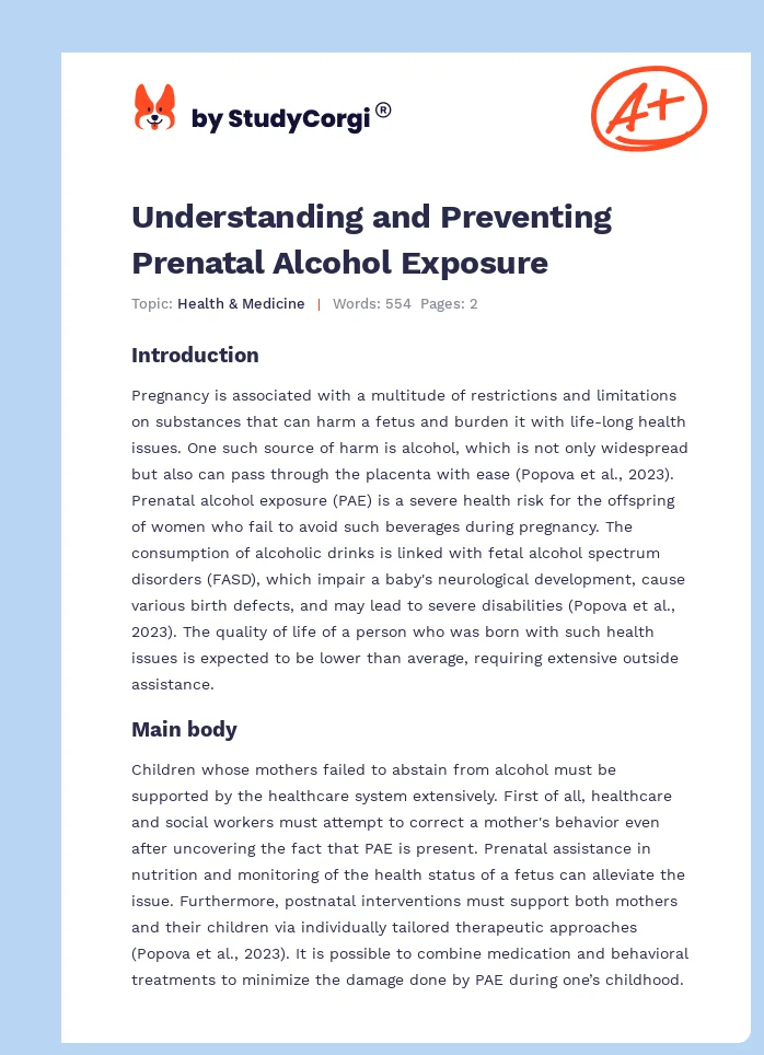 Understanding and Preventing Prenatal Alcohol Exposure. Page 1