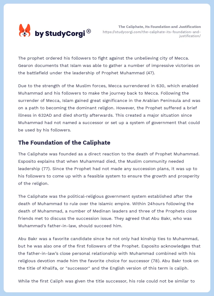 The Caliphate, Its Foundation and Justification. Page 2