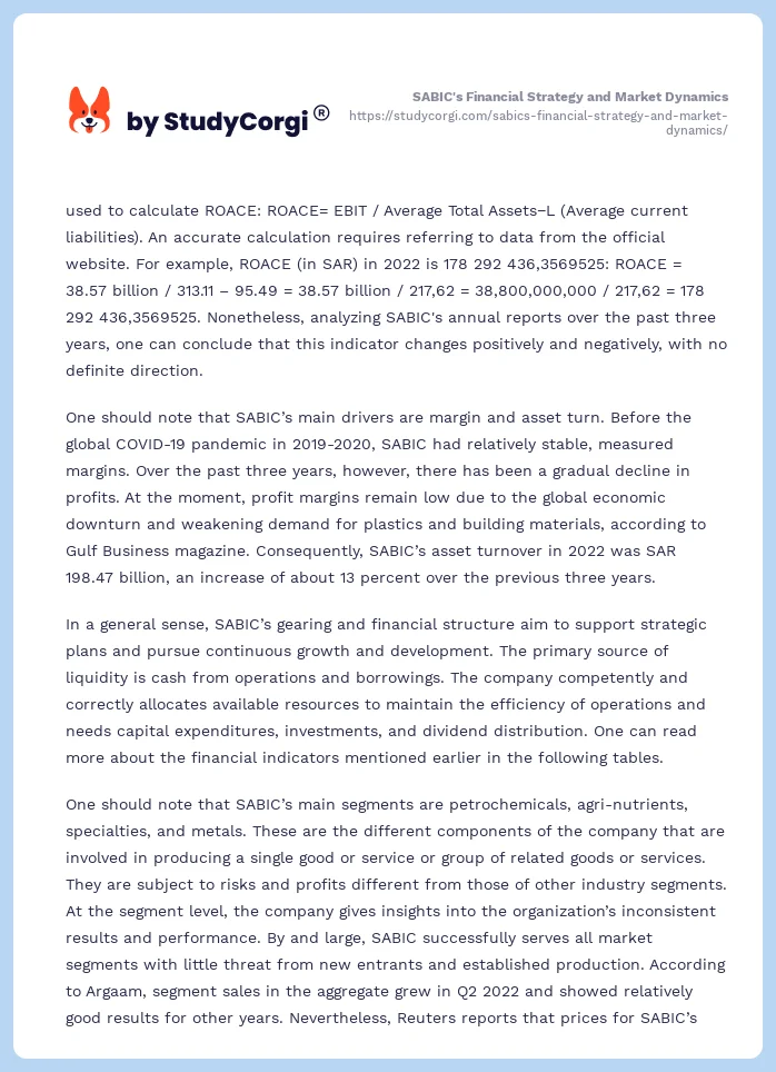 SABIC's Financial Strategy and Market Dynamics. Page 2