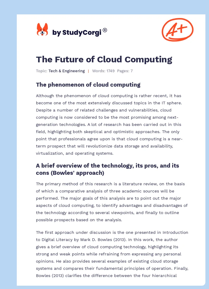 The Future of Cloud Computing. Page 1