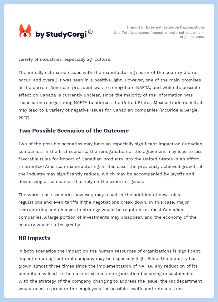 Impact of External Issues on Organizations. Page 2