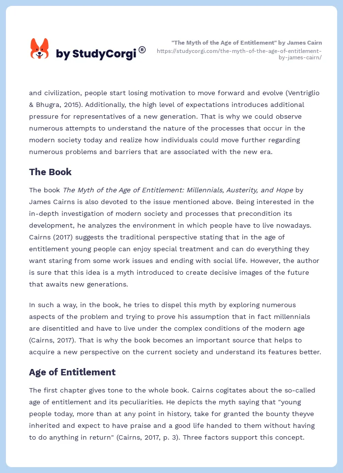 "The Myth of the Age of Entitlement" by James Cairn. Page 2