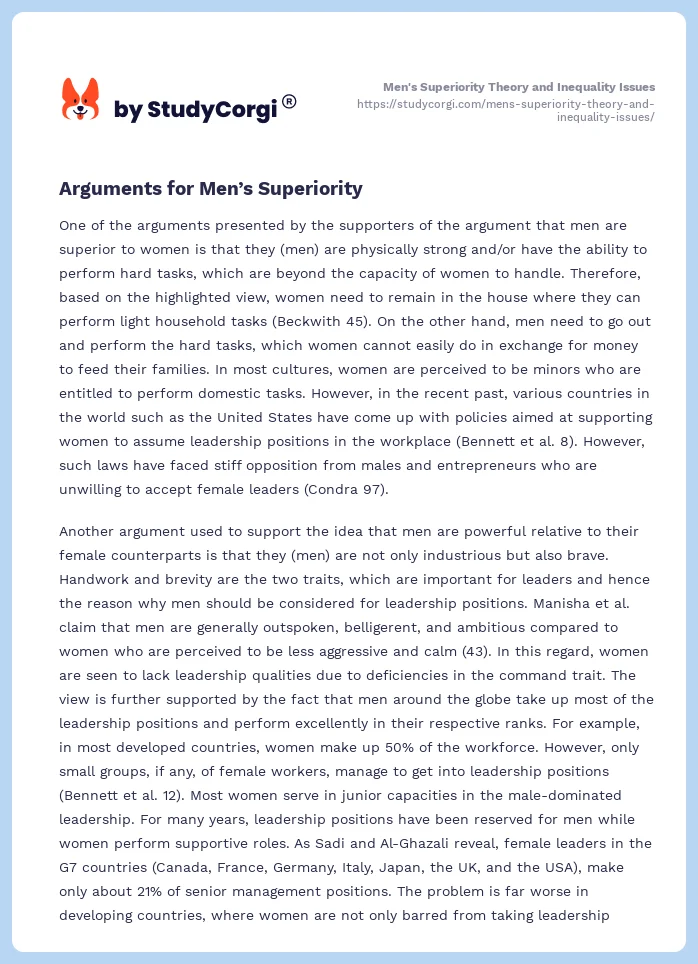 Men's Superiority Theory and Inequality Issues. Page 2