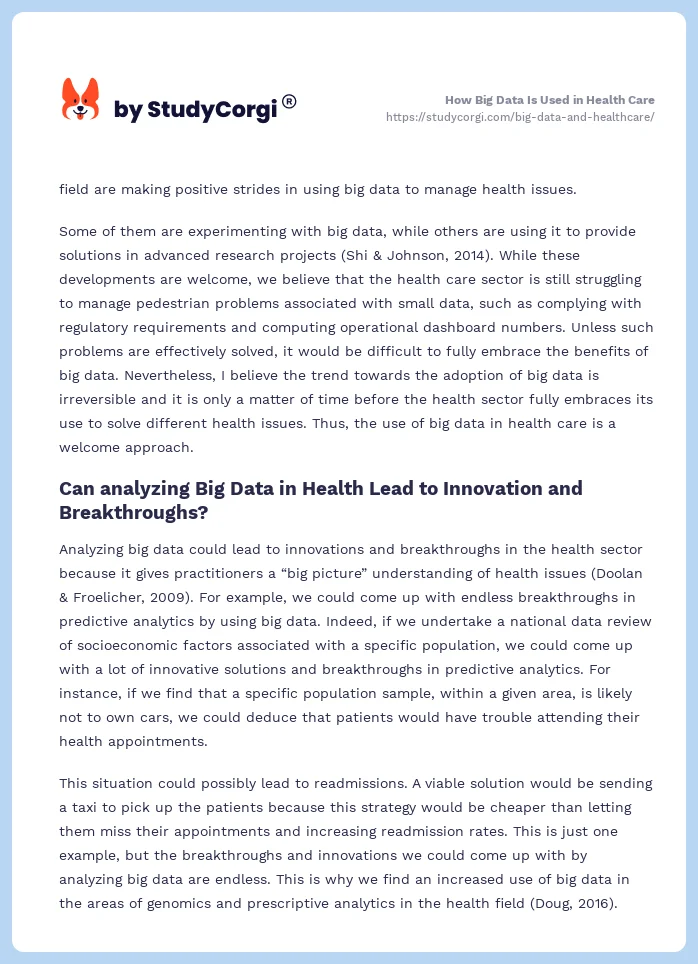 How Big Data Is Used in Health Care. Page 2