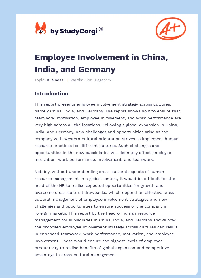 Employee Involvement in China, India, and Germany. Page 1