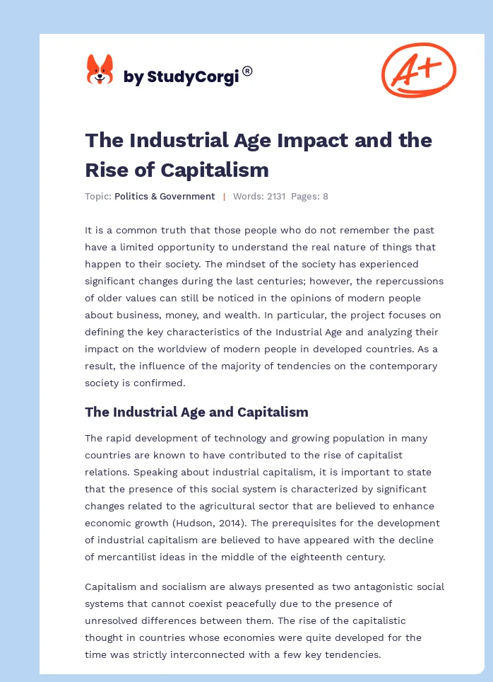 The Industrial Age Impact and the Rise of Capitalism. Page 1