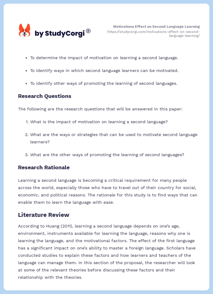 Motivations Effect on Second Language Learning. Page 2