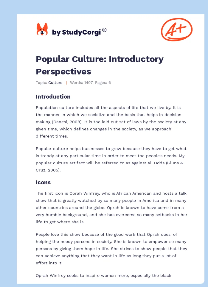 Popular Culture: Introductory Perspectives. Page 1