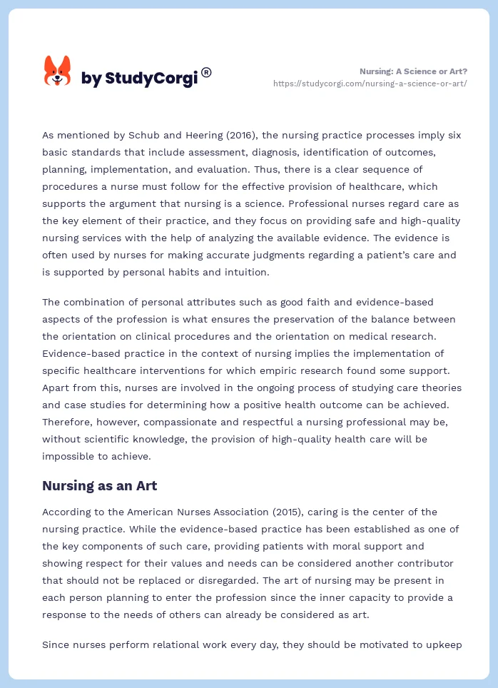 Nursing: A Science or Art?. Page 2
