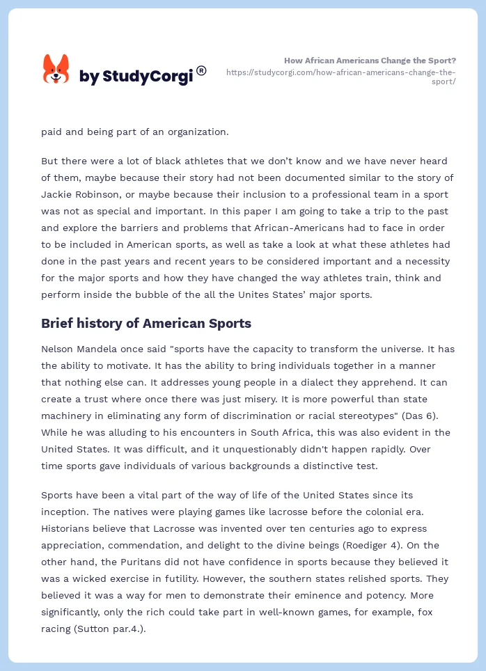 How African Americans Change the Sport?. Page 2
