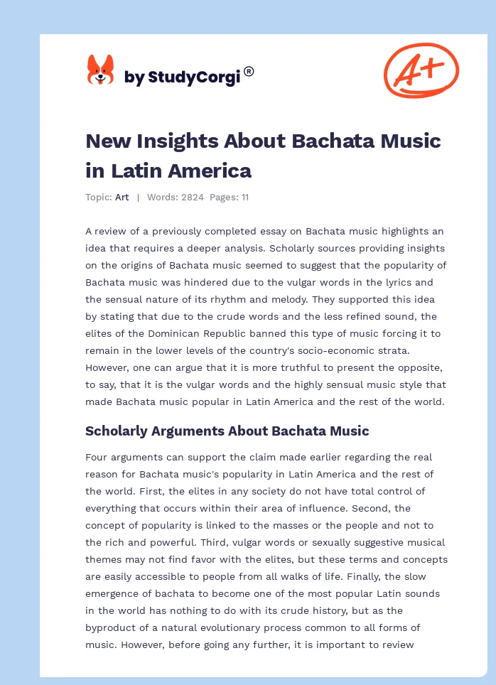 New Insights About Bachata Music in Latin America. Page 1