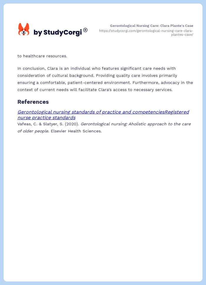 Gerontological Nursing Care: Clara Plante's Case. Page 2