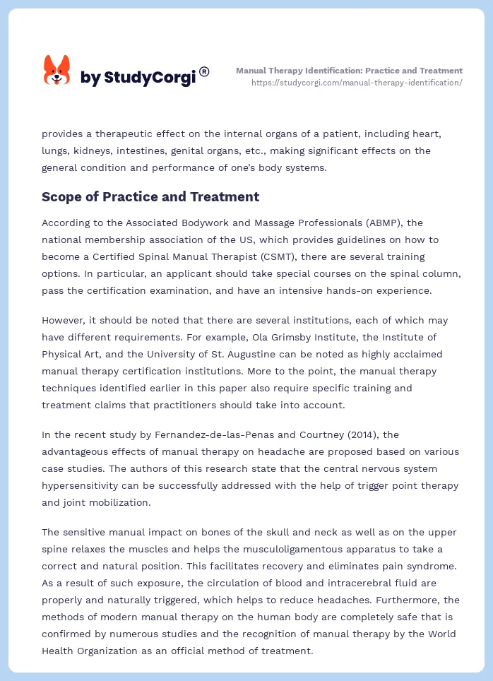 Manual Therapy Identification: Practice and Treatment. Page 2