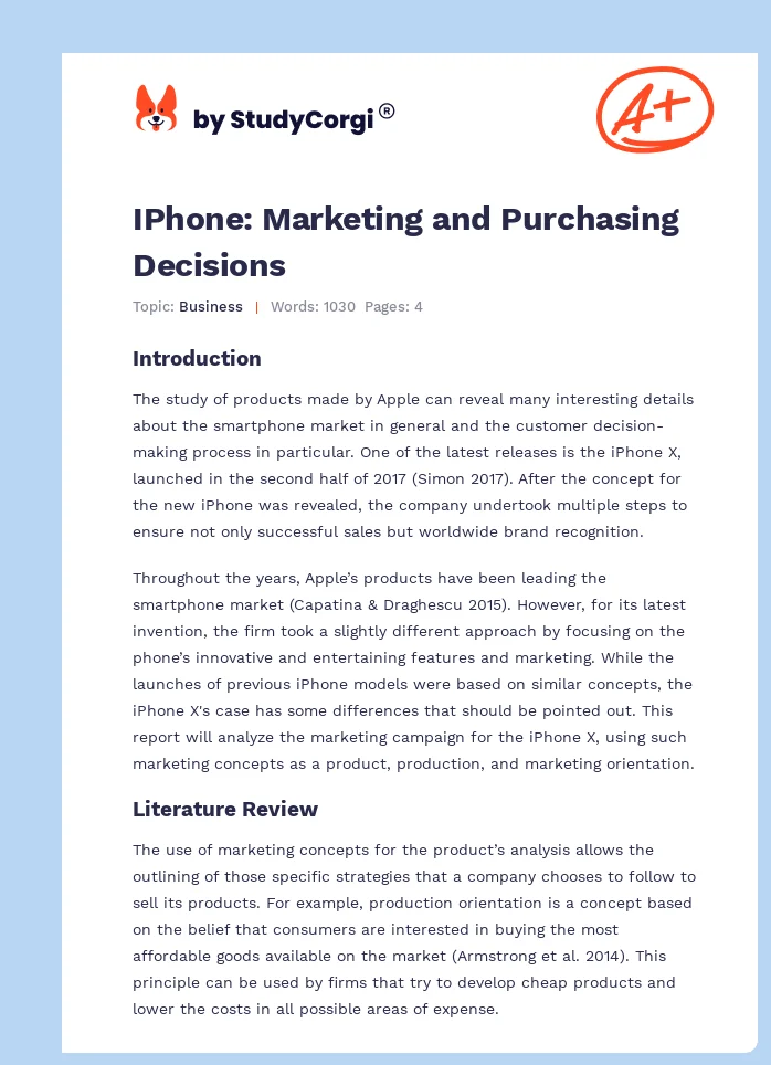 IPhone: Marketing and Purchasing Decisions. Page 1