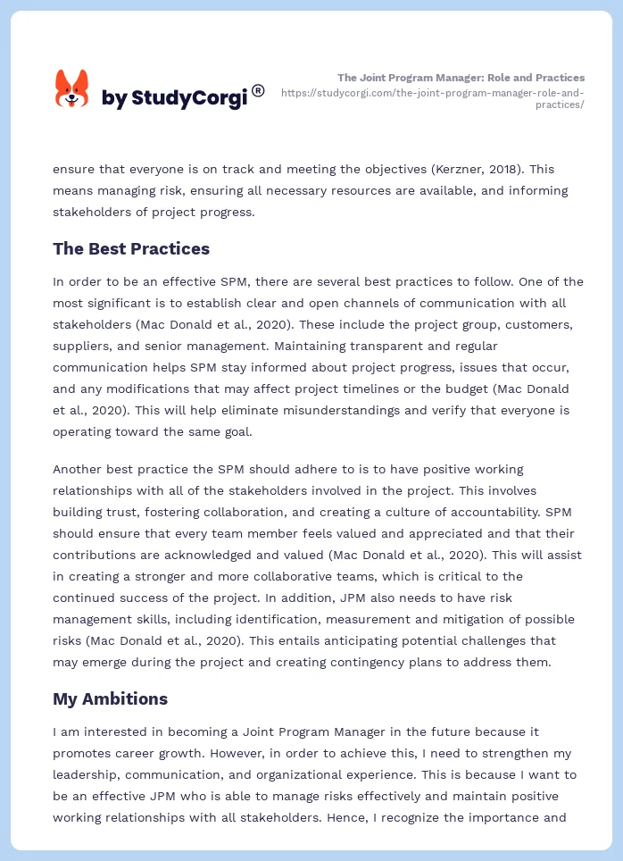 The Joint Program Manager: Role and Practices. Page 2