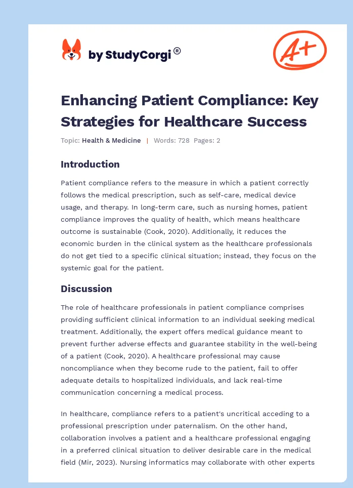 Enhancing Patient Compliance: Key Strategies for Healthcare Success. Page 1