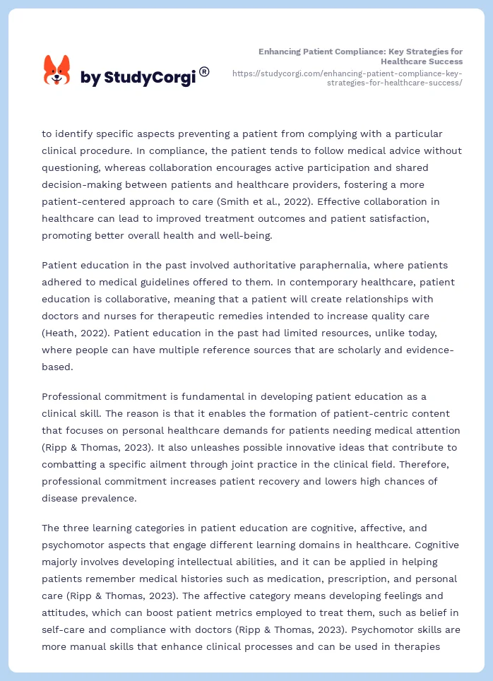 Enhancing Patient Compliance: Key Strategies for Healthcare Success. Page 2