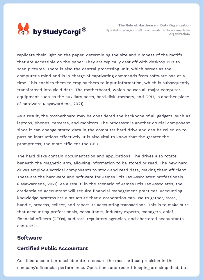 The Role of Hardware in Data Organization. Page 2