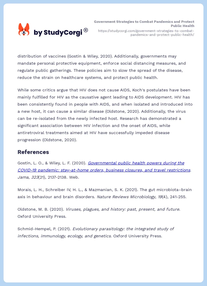 Government Strategies to Combat Pandemics and Protect Public Health. Page 2