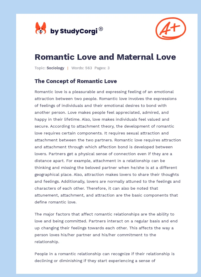 Romantic Love and Maternal Love. Page 1