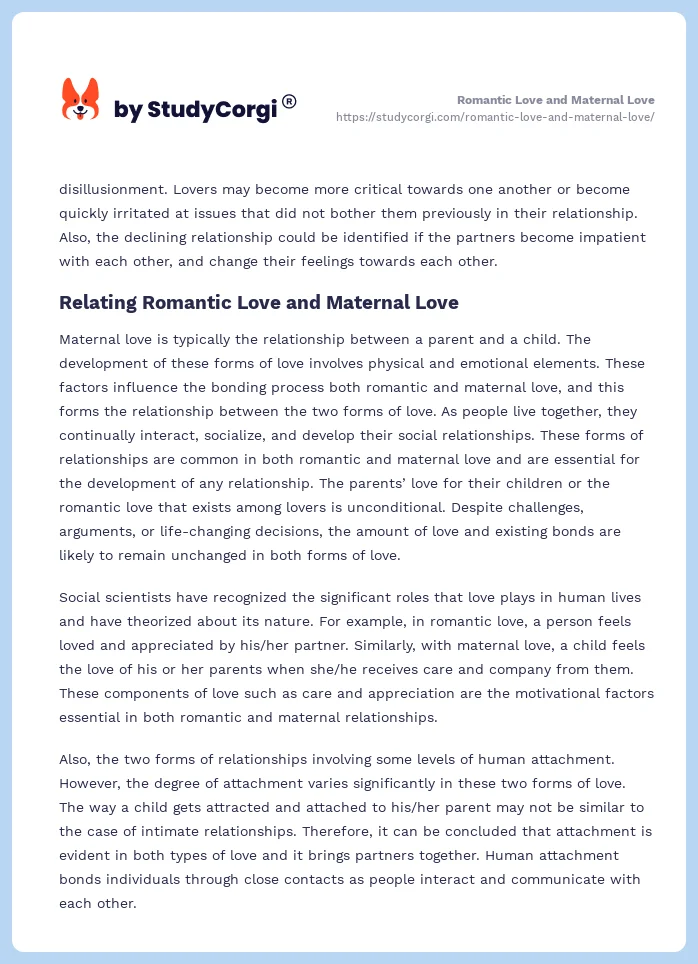 Romantic Love and Maternal Love. Page 2