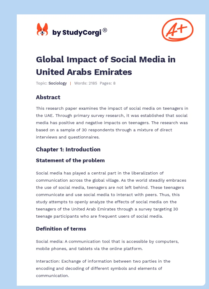 Global Impact of Social Media in United Arabs Emirates. Page 1