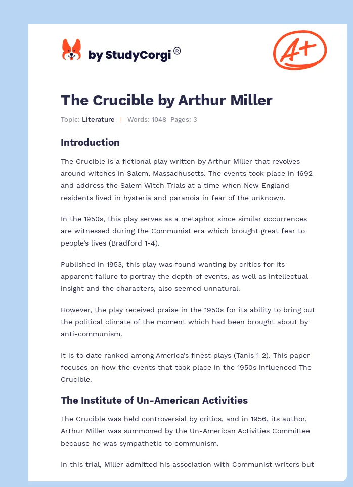 The Crucible by Arthur Miller. Page 1