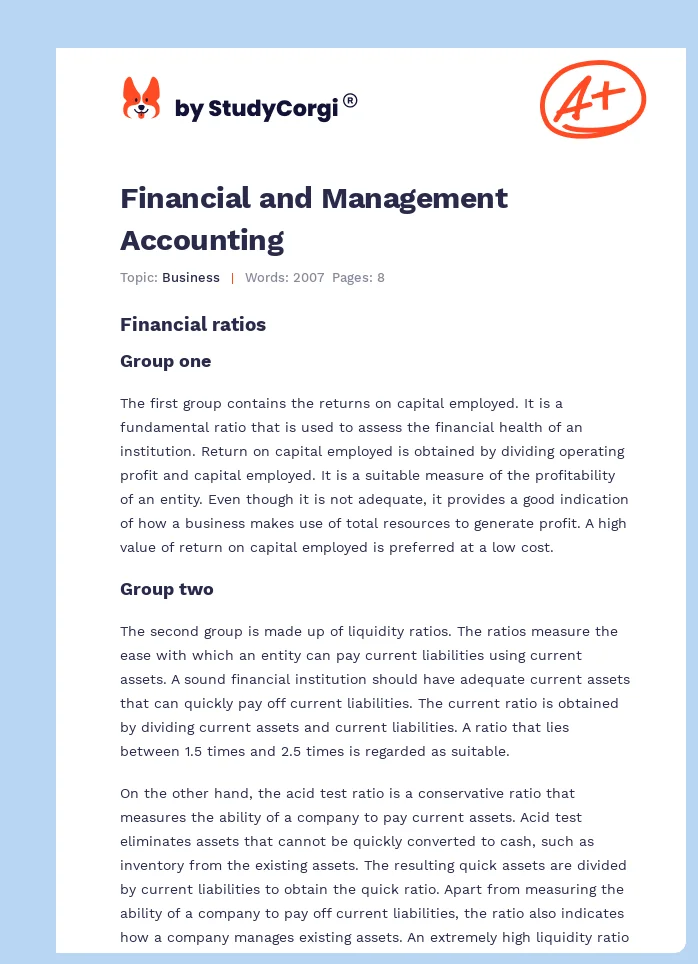 Financial and Management Accounting. Page 1