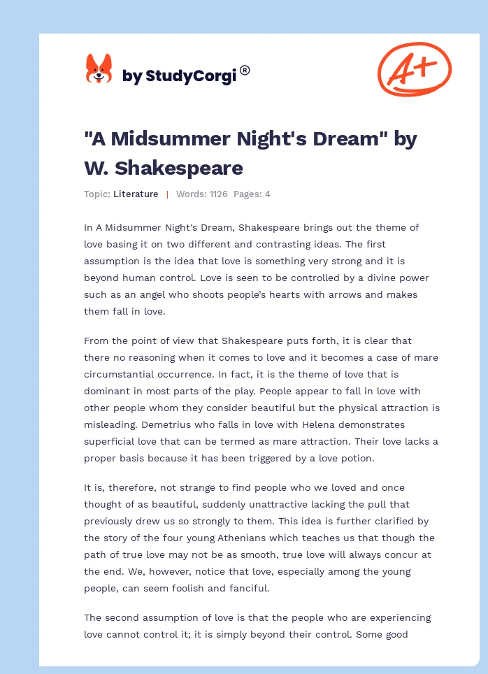 "A Midsummer Night's Dream" by W. Shakespeare. Page 1