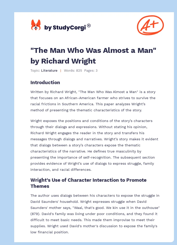 "The Man Who Was Almost a Man" by Richard Wright. Page 1