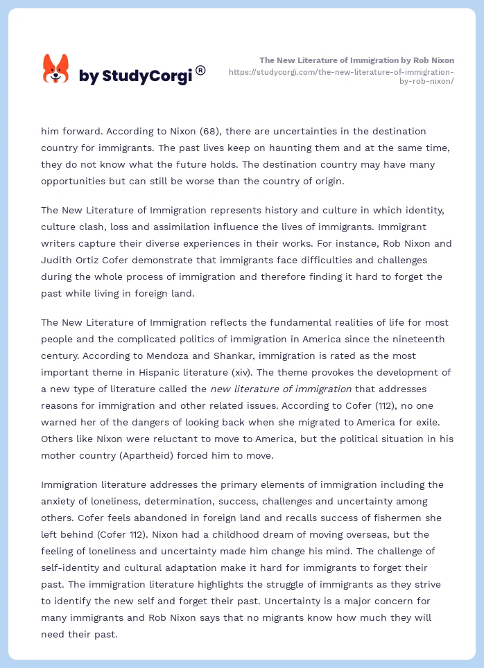 The New Literature of Immigration by Rob Nixon. Page 2