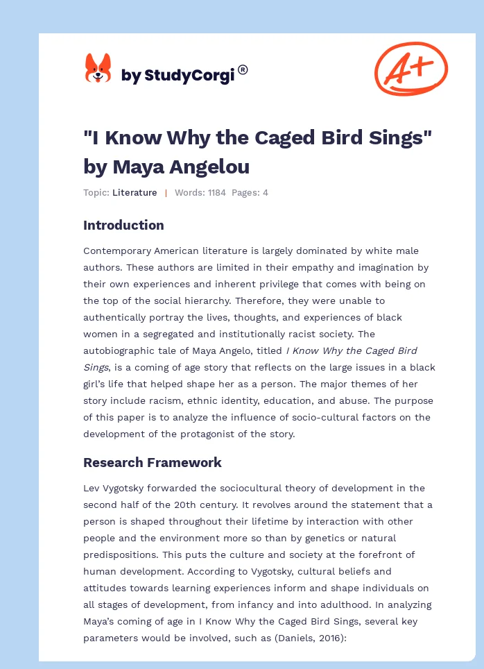 "I Know Why the Caged Bird Sings" by Maya Angelou. Page 1