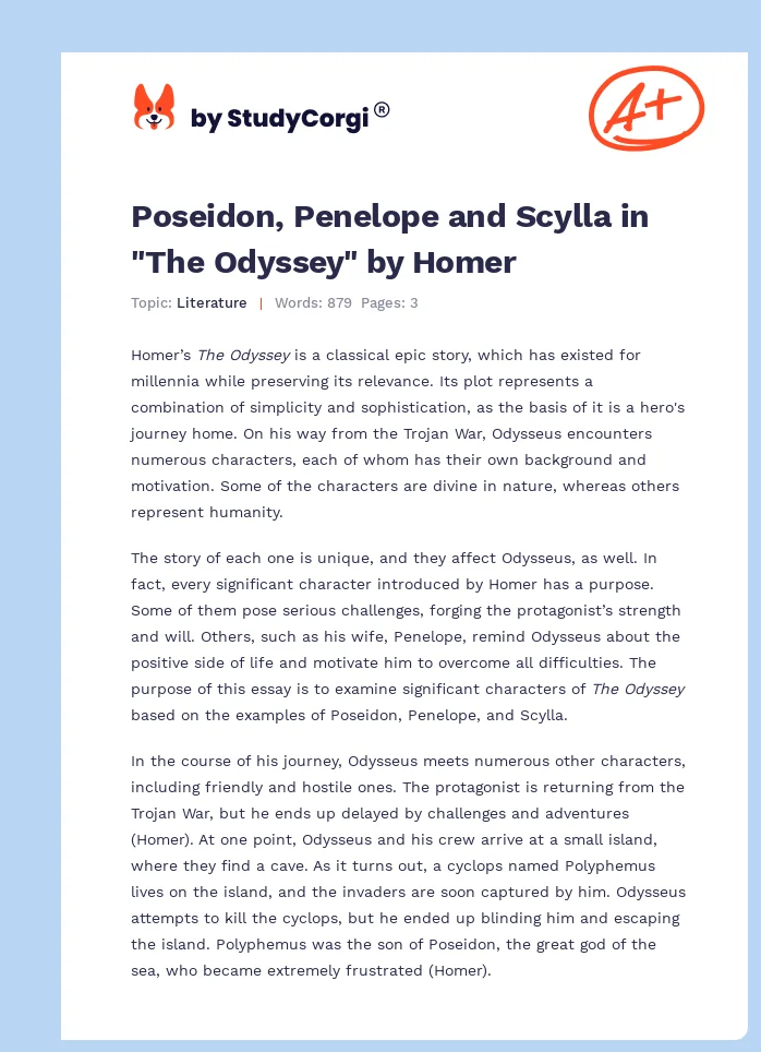 Poseidon, Penelope and Scylla in "The Odyssey" by Homer. Page 1