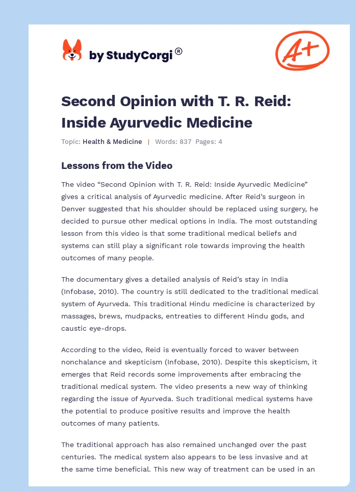 Second Opinion with T. R. Reid: Inside Ayurvedic Medicine. Page 1