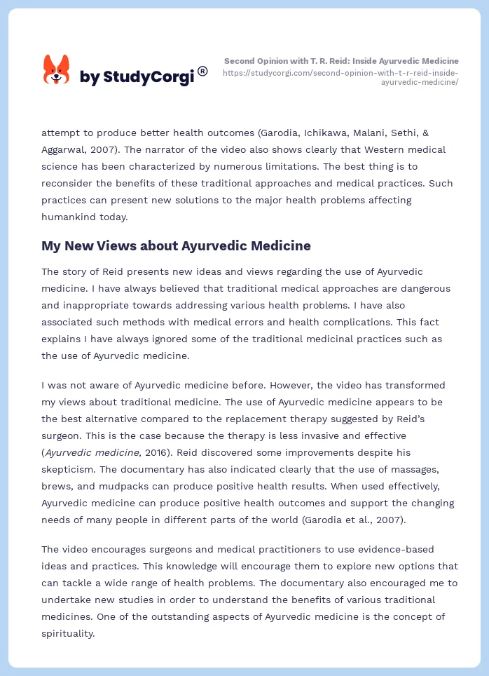 Second Opinion with T. R. Reid: Inside Ayurvedic Medicine. Page 2