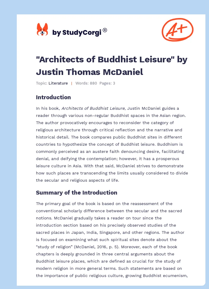 "Architects of Buddhist Leisure" by Justin Thomas McDaniel. Page 1