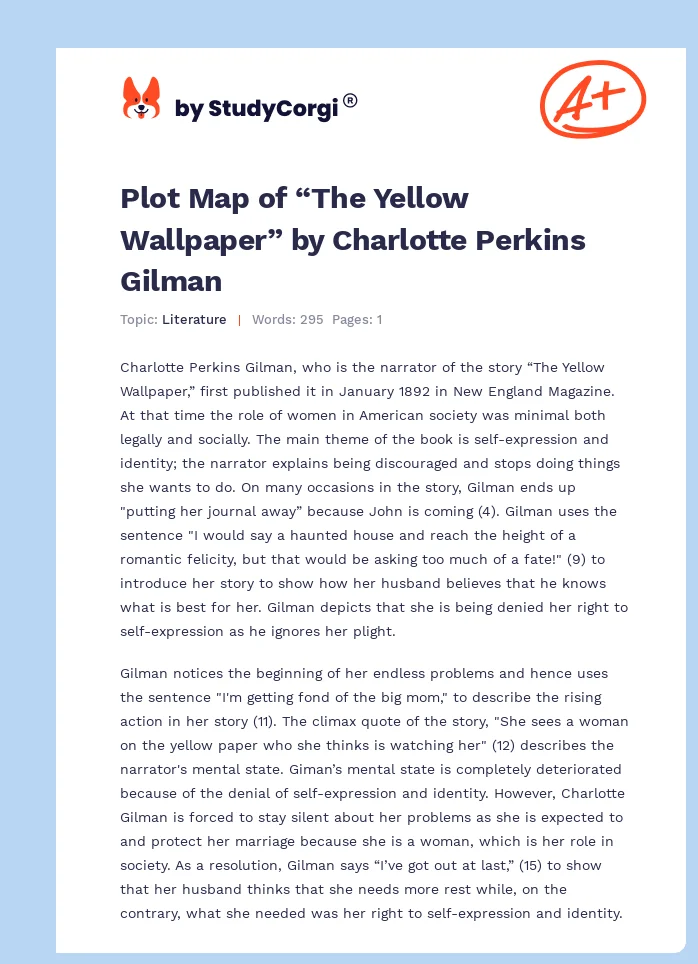 Plot Map of “The Yellow Wallpaper” by Charlotte Perkins Gilman. Page 1