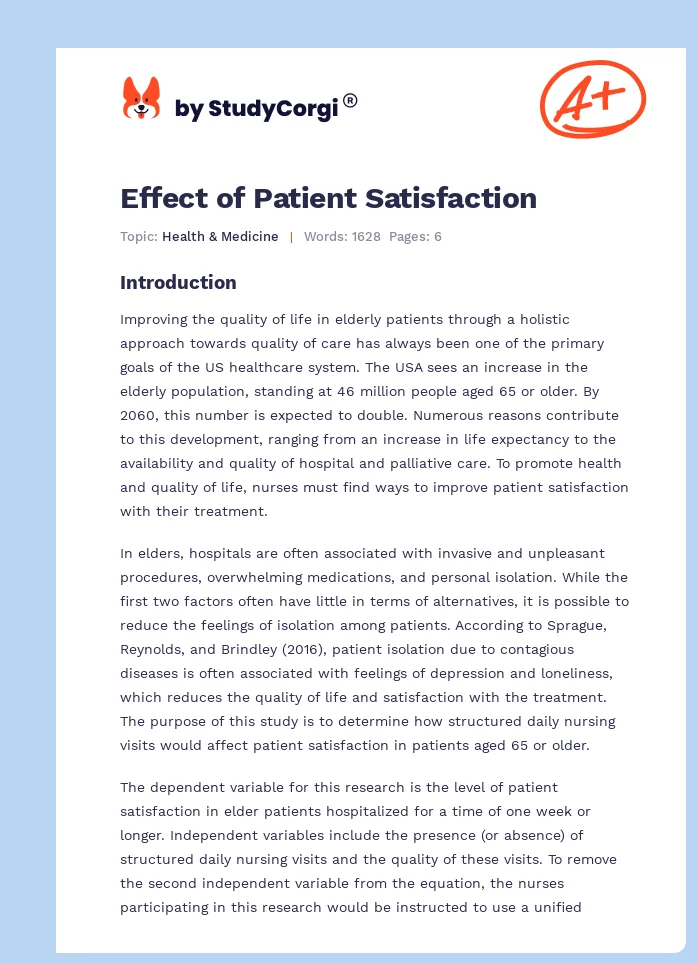 Effect of Patient Satisfaction. Page 1