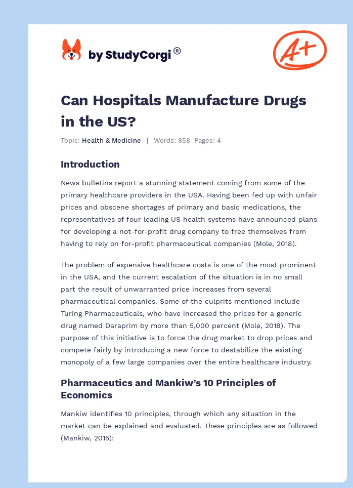 Can Hospitals Manufacture Drugs in the US?. Page 1