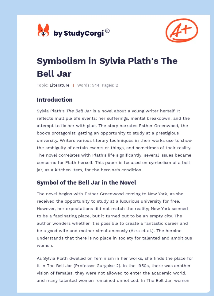 Symbolism in Sylvia Plath's The Bell Jar. Page 1