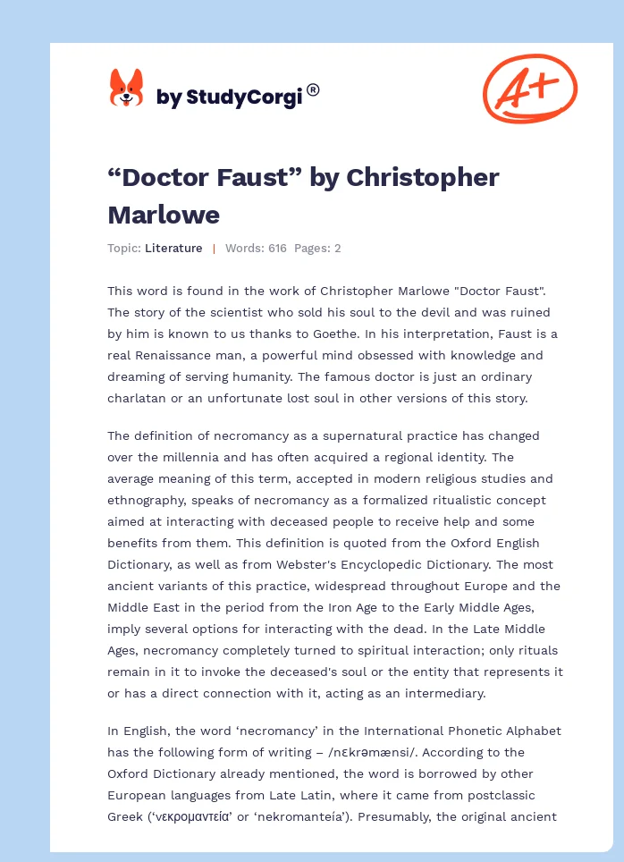 “Doctor Faust” by Christopher Marlowe. Page 1