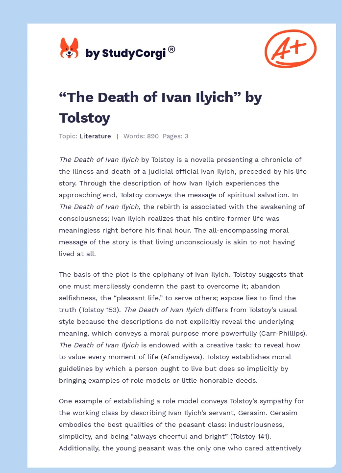 “The Death of Ivan Ilyich” by Tolstoy. Page 1