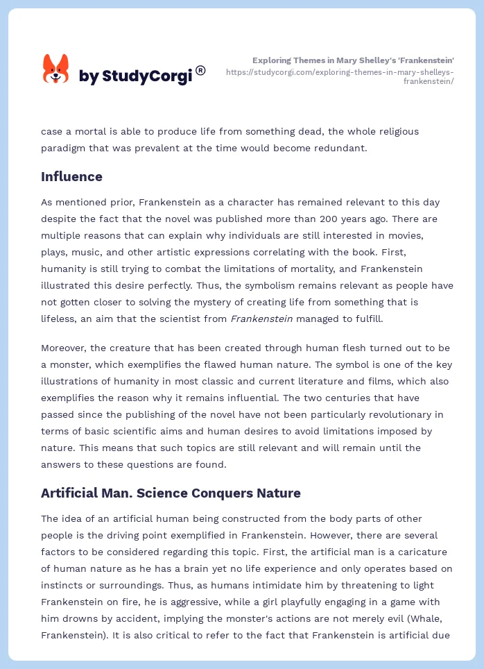 Exploring Themes in Mary Shelley's 'Frankenstein'. Page 2