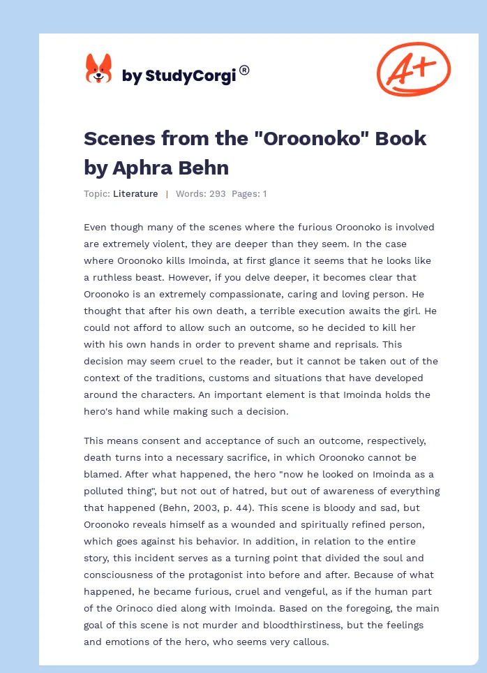 Scenes from the "Oroonoko" Book by Aphra Behn. Page 1