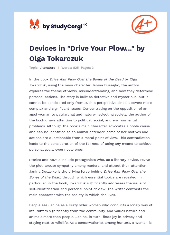 Devices in "Drive Your Plow..." by Olga Tokarczuk. Page 1