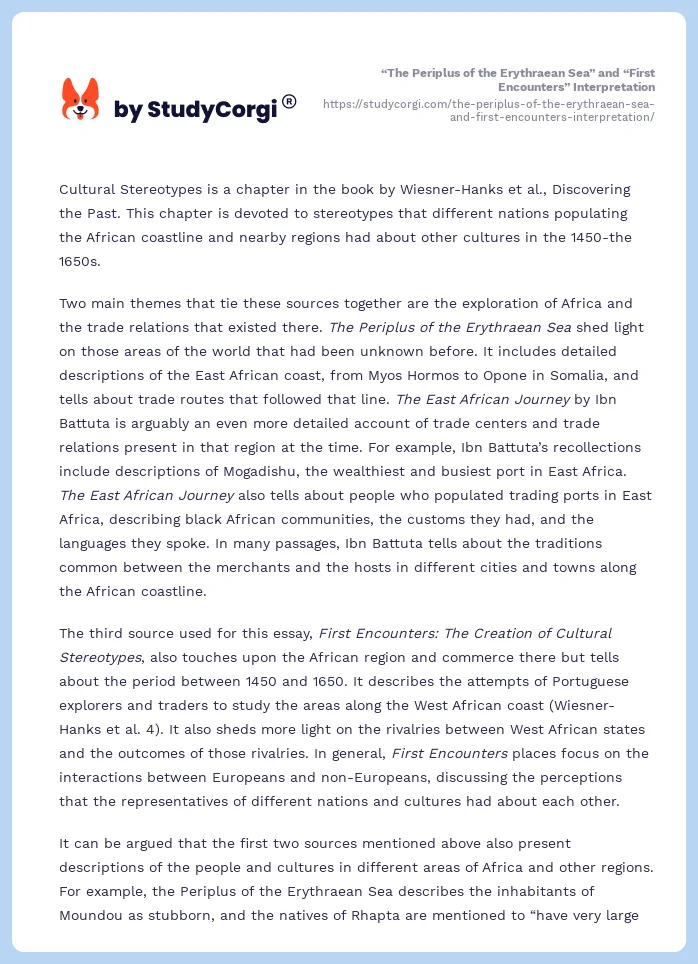 “The Periplus of the Erythraean Sea” and “First Encounters” Interpretation. Page 2